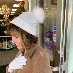 Deals 😀 Kinross Cashmere Luxe Cable Hat in Pearl - 👩 women 🌟