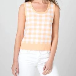 Best reviews of 🤩 Kinross Gingham Tank In White/Apricot - 👩 women 😉