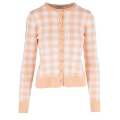 Flash Sale 🥰 Kinross Gingham Cardigan In Apricot / White - 👩 women ⌛