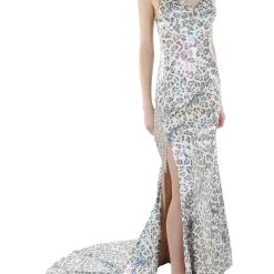 Discount ๐ Jovani ๐ฉ Womens Animal Print Maxi Evening ๐ Dress ๐ฏ