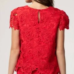 Top 10 🤩 Milly 3D Lace Floral Top in Poppy - 👩 women ✔️ -Shoshanna Shop 4c687f567924454bb7222d7aa8abd42d 68ccb709 3418 4dfa bb3a cc22fb88b998 1080x