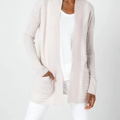 Discount 🔔 Kinross Cashmere Easy Rib Cardigan in Light Beige - 👩 women 😀