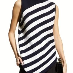 Flash Sale 🎉 Milly Stripe Asymetrical Tank in Ecru/Navy - 👩 women 🤩