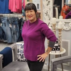 Hot Sale 🔔 Kinross Cashmere Contrast Trim Crew in Black Cherry - 👩 women 🥰 -Shoshanna Shop 9683d1b626f443d1bbacfa2954cb680b 1080x