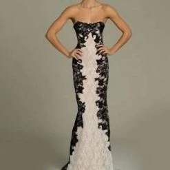 Discount ๐ฅ Jovani Strapless And Fitted ๐ Dress in Ivory/Back - ๐ฉ women ๐