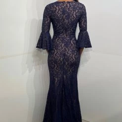 Budget 😍 Jovani 06836 Stretch Lace Evening 👗 Dress in Navy/Nude - 👩 women 🤩