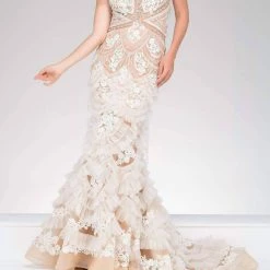 New 🤩 Jovani Lingerie-Look Evening Gown in Ivory/Nude - 👩 women 🎉