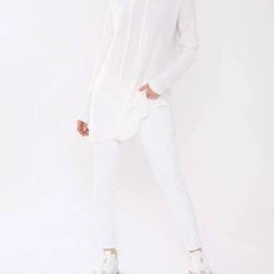 Deals 🥰 Kinross Textured Drawstring Cowl Sweater in White - 👩 women ✔️