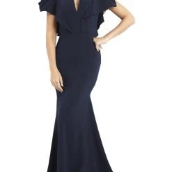 New ✨ Jovani 👩 Womens Plunge Maxi Evening 👗 Dress 😉