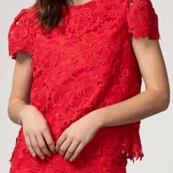Top 10 ๐คฉ Milly 3D Lace Floral Top in Poppy - ๐ฉ women โ๏ธ